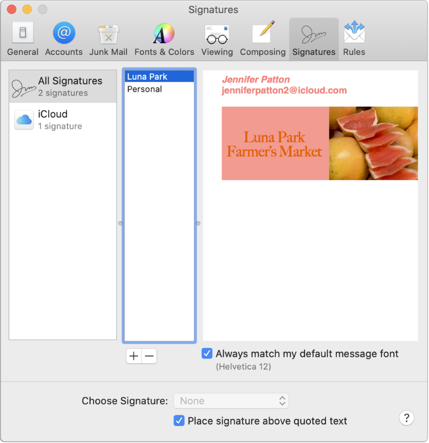 Mac mail app not loading signature settings